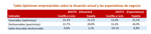 Opiniones empresariales sobre la situación actual y las expectativas de negocio