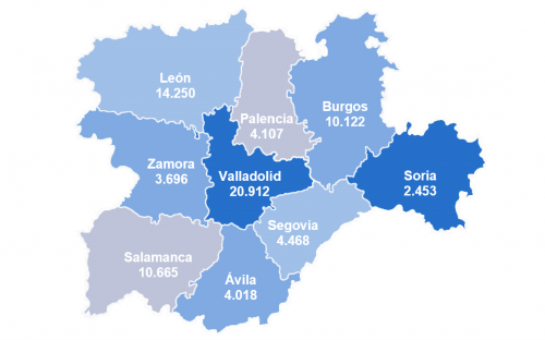 Nº dominios provincias de Castilla y León en 2021