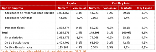 Características del parque empresarial de Castilla y León en 2024.